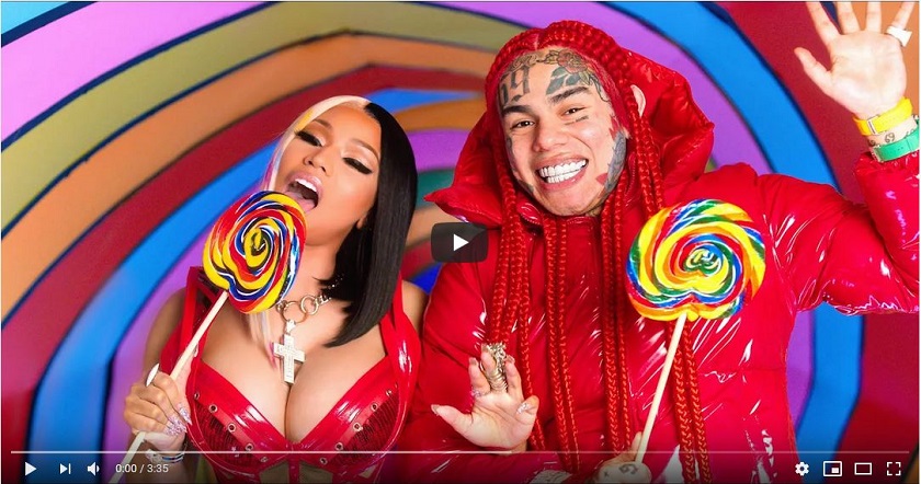 Indirimbo ‘Trollz’ y’umuraperi 6ix9ine na Nicki Minaj yaciye agahigo kuri Youtube