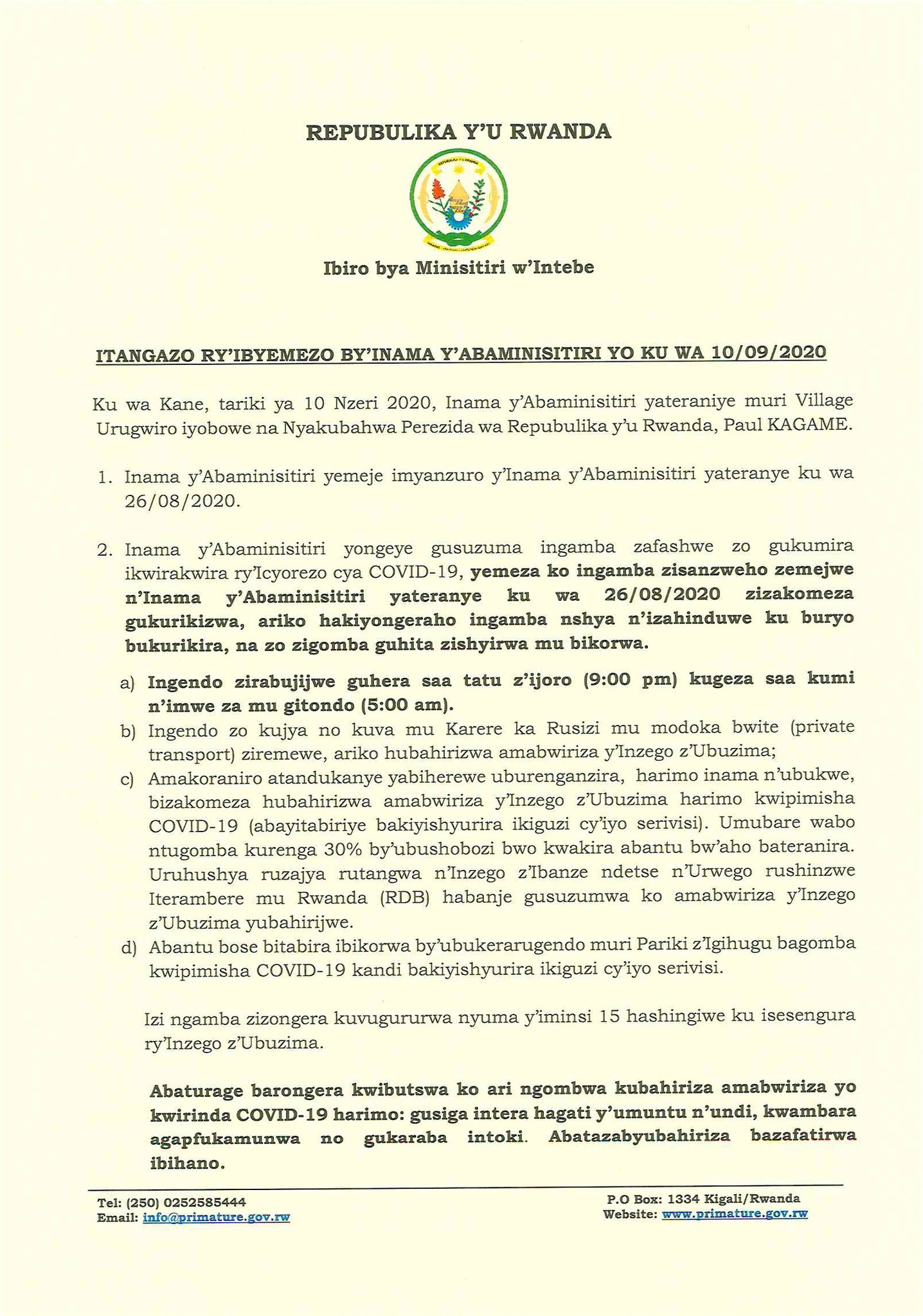 Inama y'Abaminisitiri yavanyeho isaha ya saa Moya isubizaho saa ...