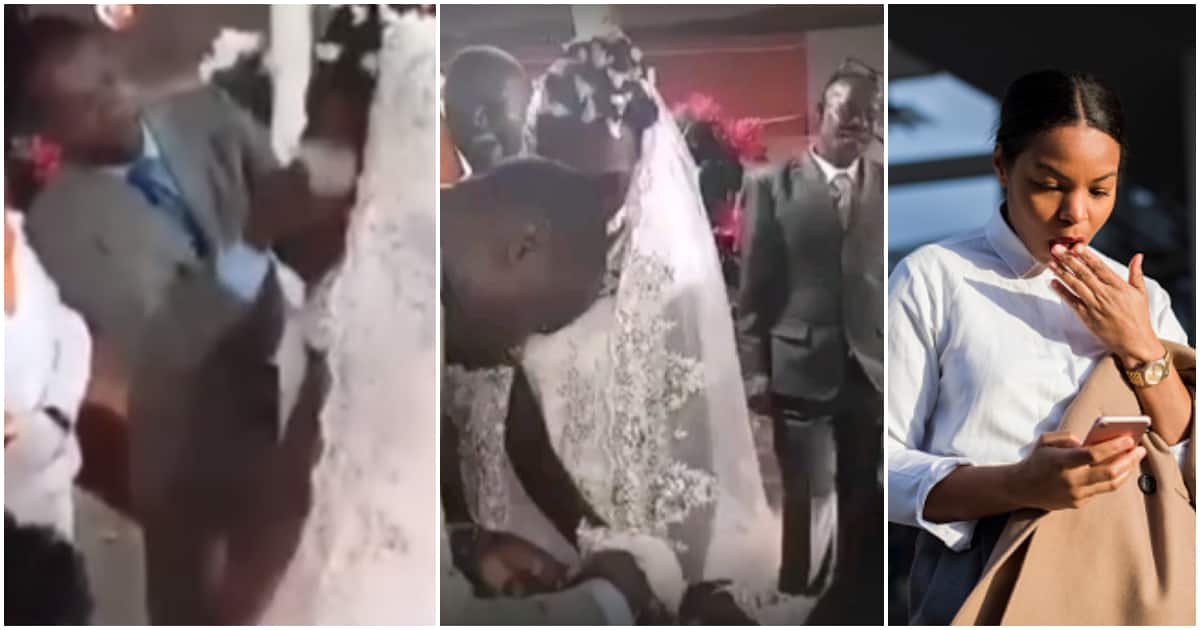 Kuri Alitari Pasiteri yafashe umwenda ahanagura makeup umugeni n’umukobwa wari wamuherekeje bari bisize mu maso