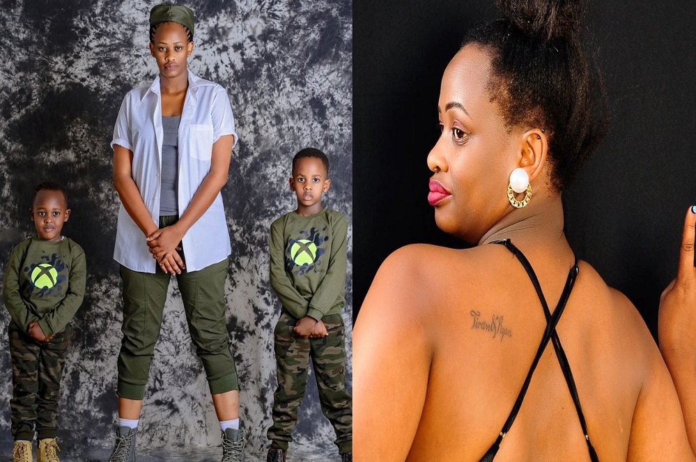 Anita Pendo yishushanyijeho (Tatoo) amazina y’abana be babiri-AMAFOTO