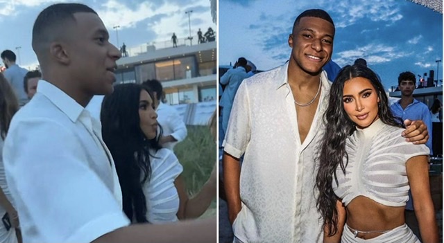 Amashusho ya Kylian Mbappe yishimanye na Kim Kardashian yateje  impagarara 